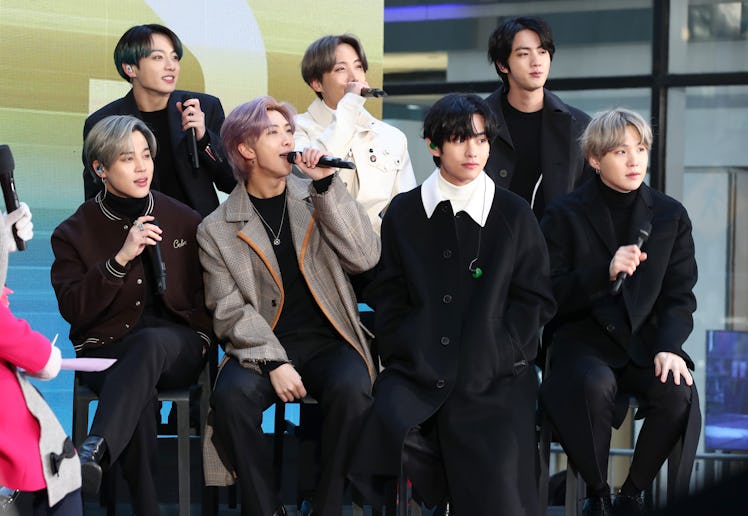 BTS tape a live interview.
