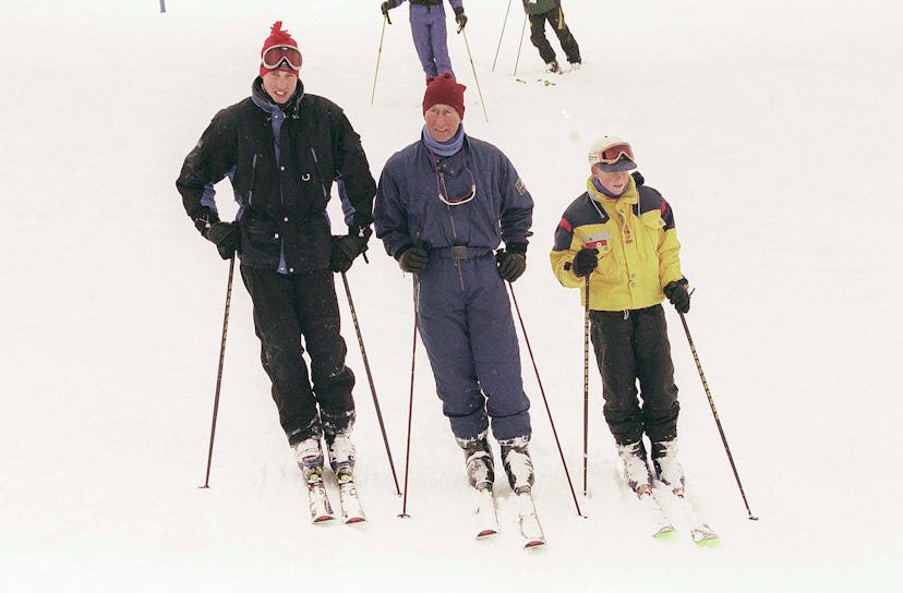 Prince Charles skis with his sons in Whistler, Canada in 1998.