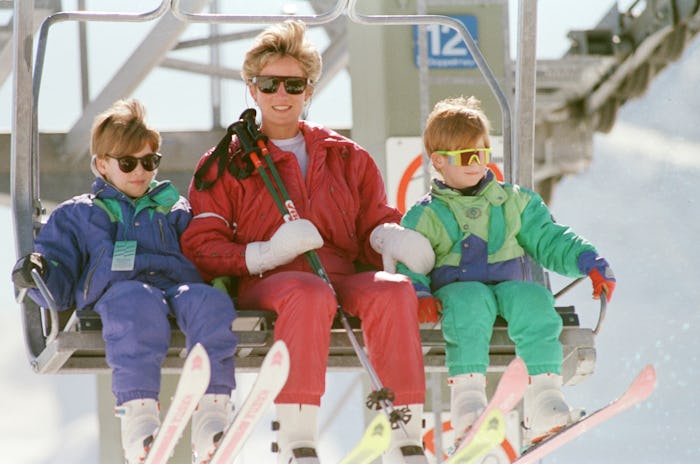 Princess Diana on a ski holiday with her sons.