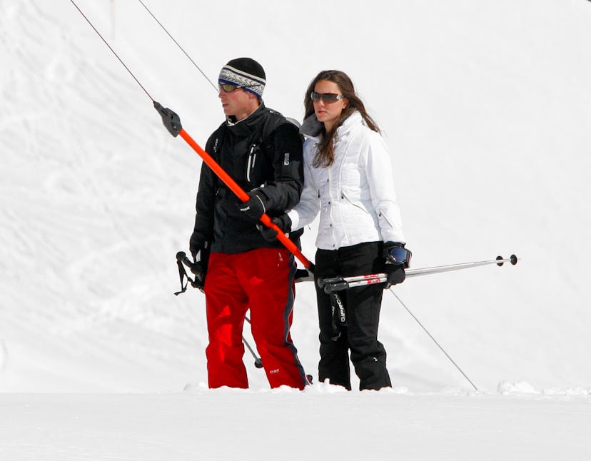 Prince William skis with Kate Middleton in Switzerland in 2008.