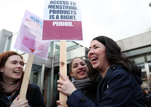 Women in scotland protesting that period products should be free