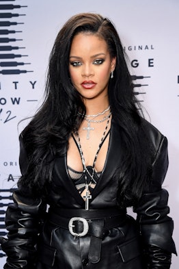 Rihanna arrives to her Fenty lingerie fashion show.