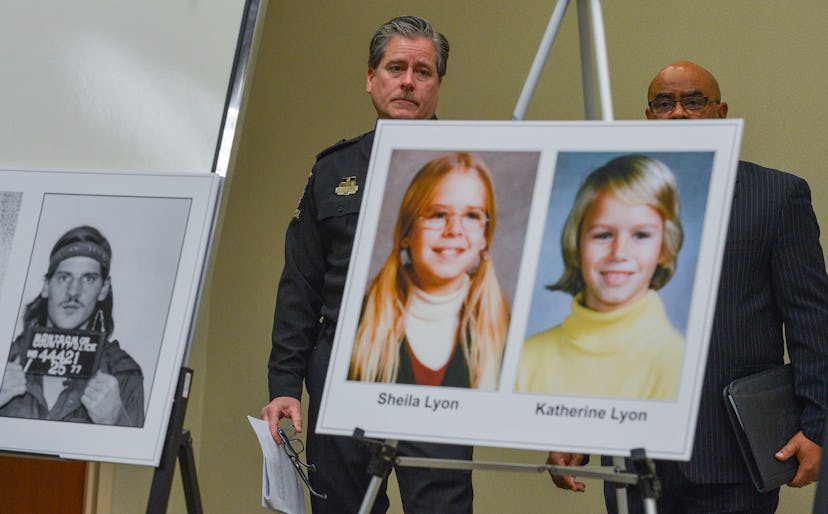Police present photographs of the Lyon sisters and their killer, Lloyd Lee Welch Jr.