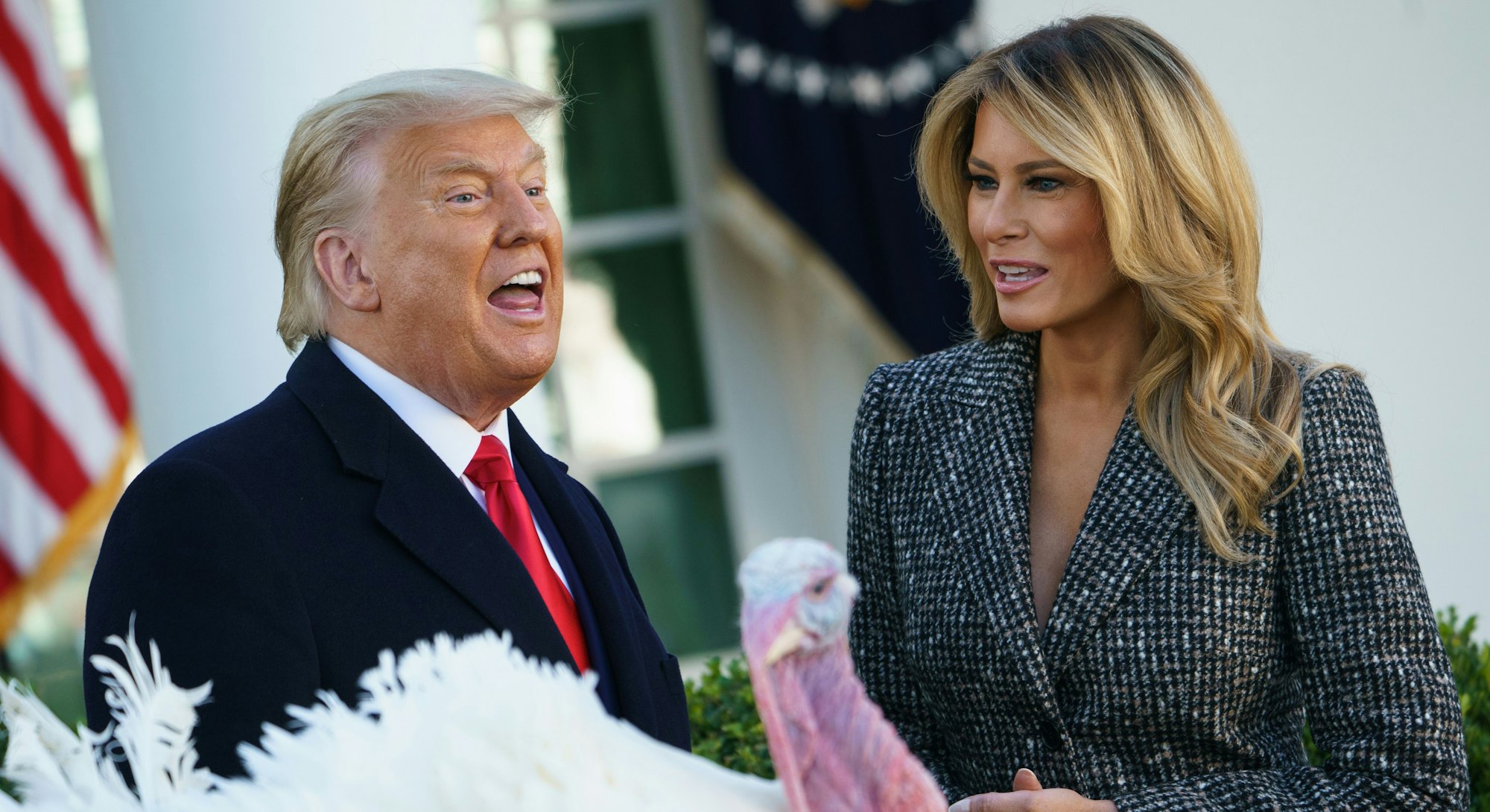 Donald Trump pardoning a turkey