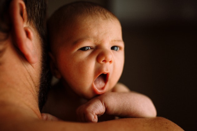 newborn baby yawning