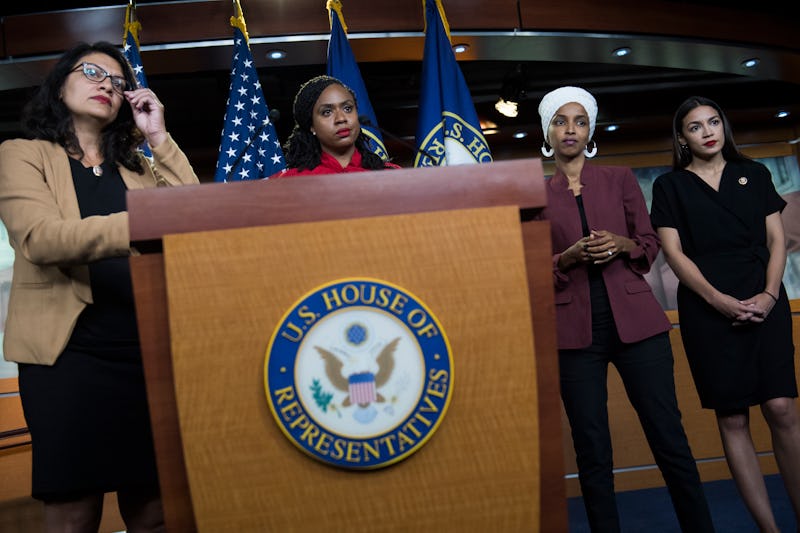 Reps. Rashida Tlaib, Ayanna Pressley, Ilhan Omar, and Alexandria Ocasio-Cortez