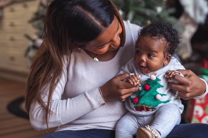 new mom and baby on christmas