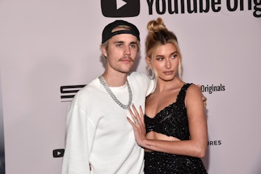 Justin and Hailey Bieber attend the premiere of his YouTube documentary.