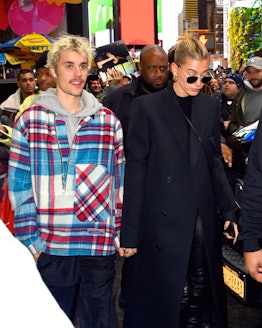 Justin Bieber and Hailey Baldwin step out hand in hand.