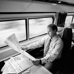 Joe Biden on the metro liner from Delaware to D.C. in 1988.