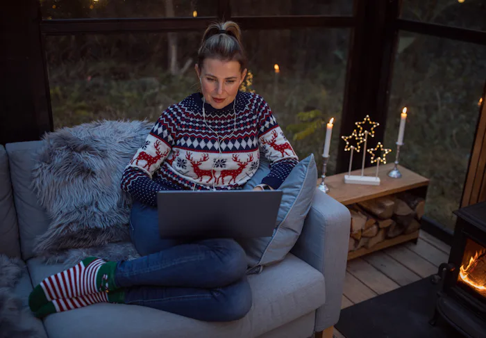 Listening to holiday podcasts.