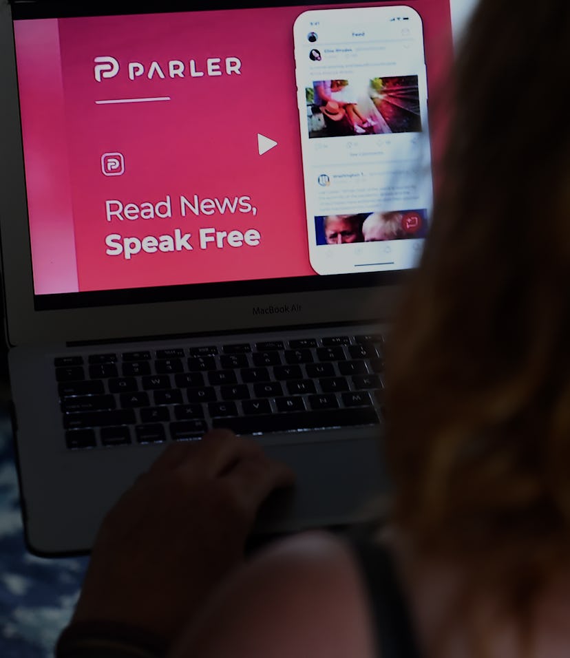 Parler website displayed on a laptop.