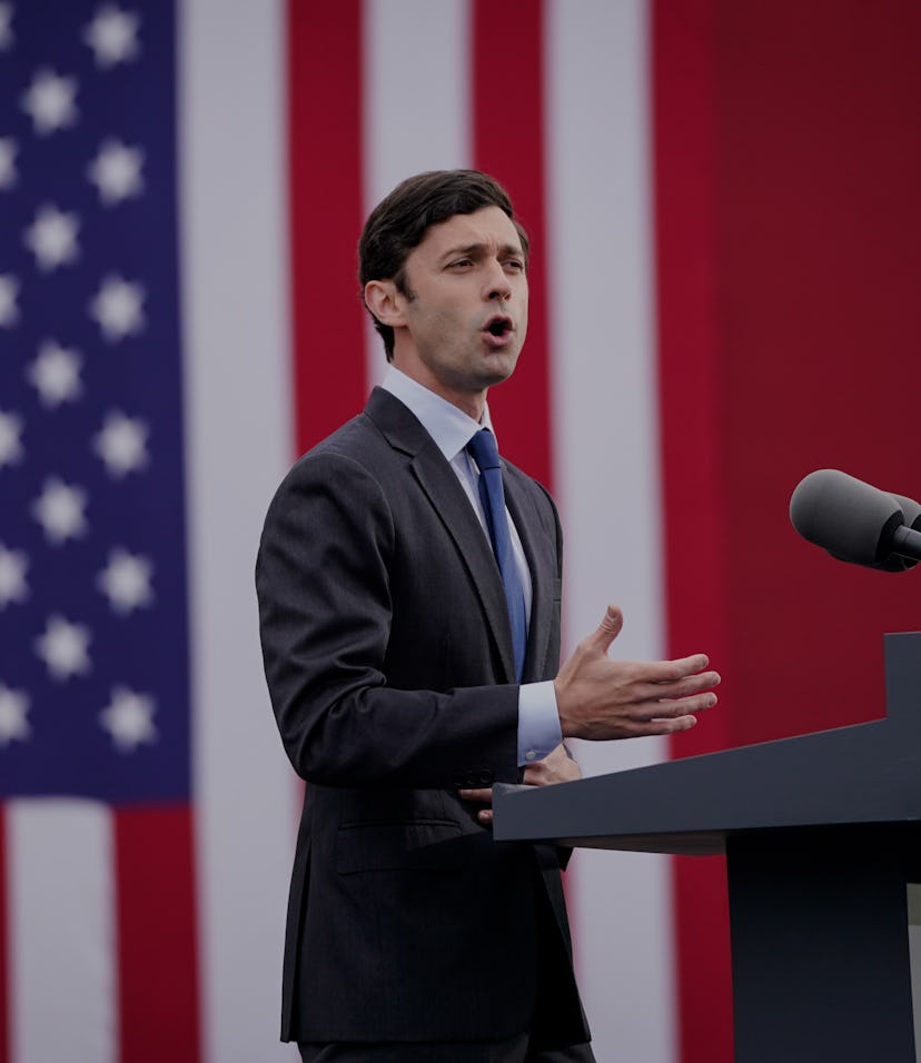 Jon Ossoff, candidate for Georgia Senate, speaking at a campaign rally.
