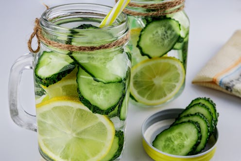 healthy, water, lemon, cucumber