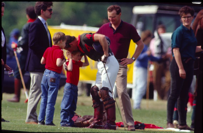 Prince Charles with his sons at a polo match 1990.