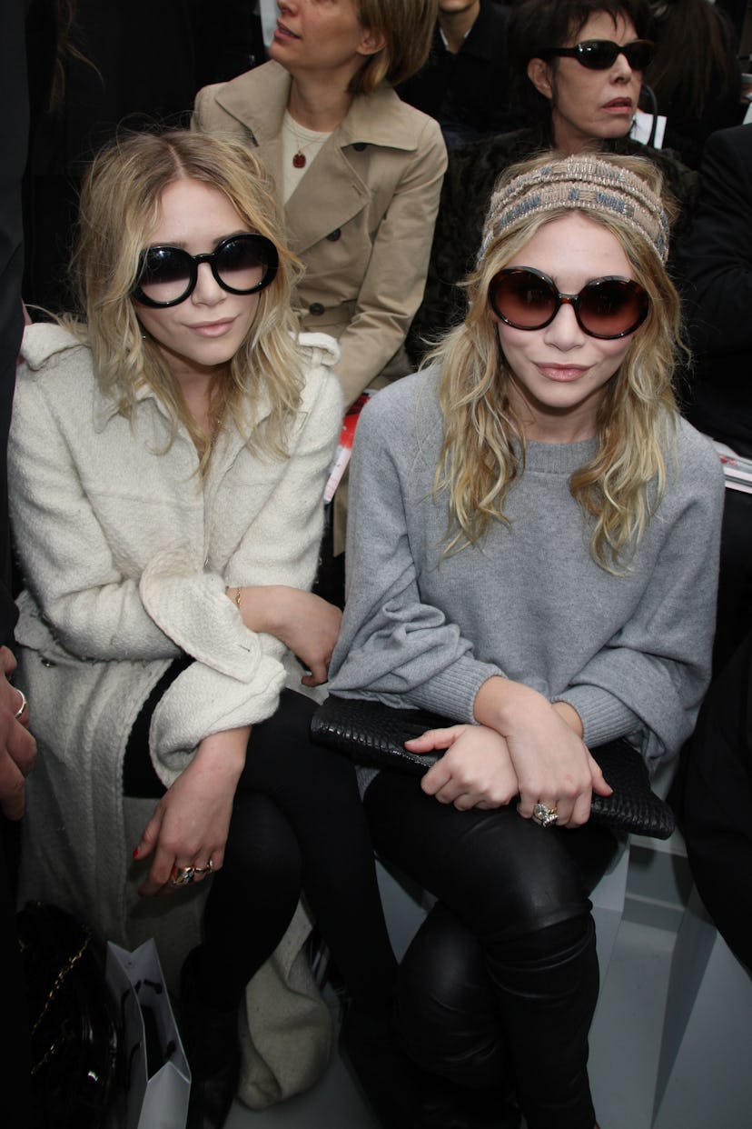 Mary-Kate Olsen and Ashley Olsen at the "Chanel" fall/winter 2008-2009 fashion show in Paris. 