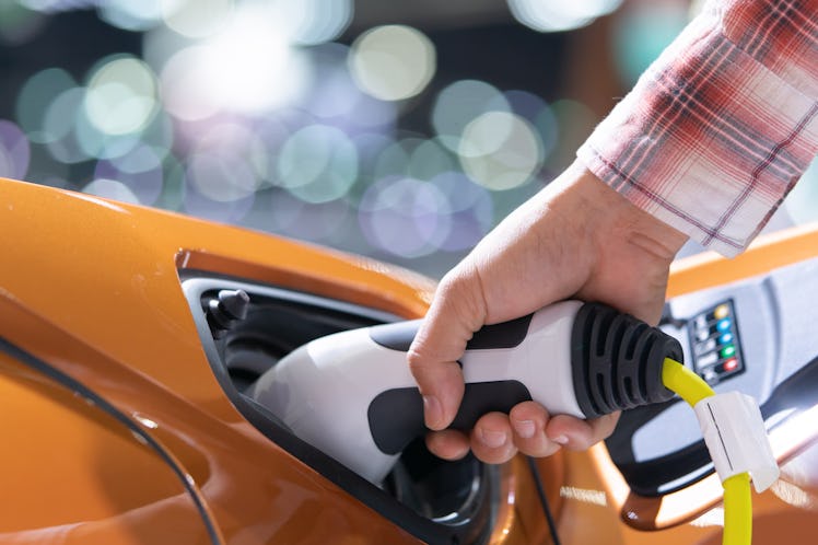 An electric car charging.