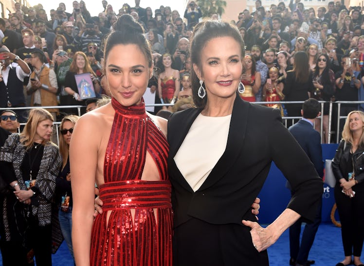 Wonder Woman actors Gal Gadot and Lynda Carter pose together.