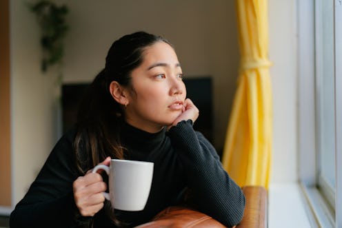 pondering, woman