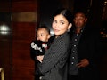Kylie Jenner steps out with her daughter Stormi.