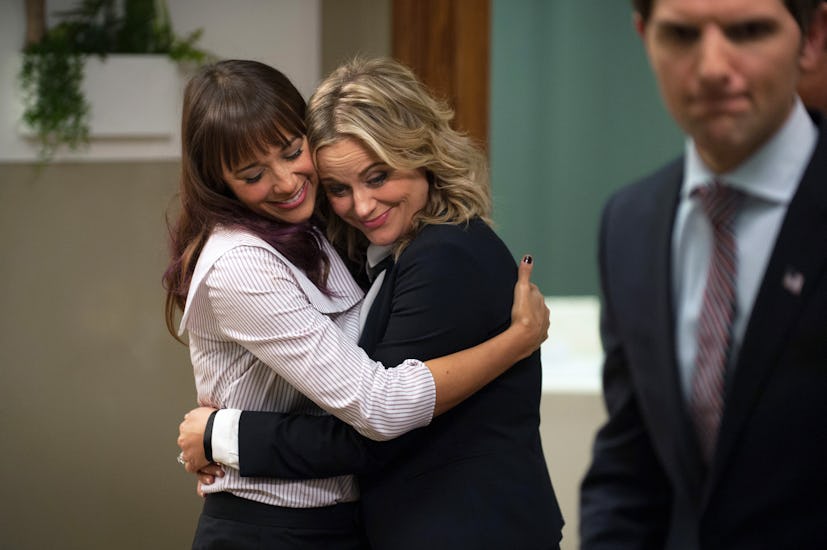 One way to celebrate Galentine's Day is to have a 'Parks & Rec' marathon with your friends.