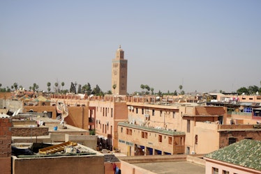 The city of Marrakesh is filled with sand-colored buildings.