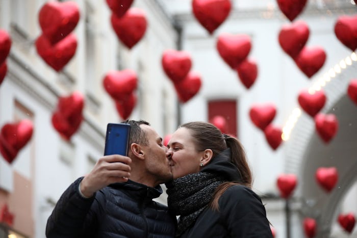couple taking a selfie on valentine's day 