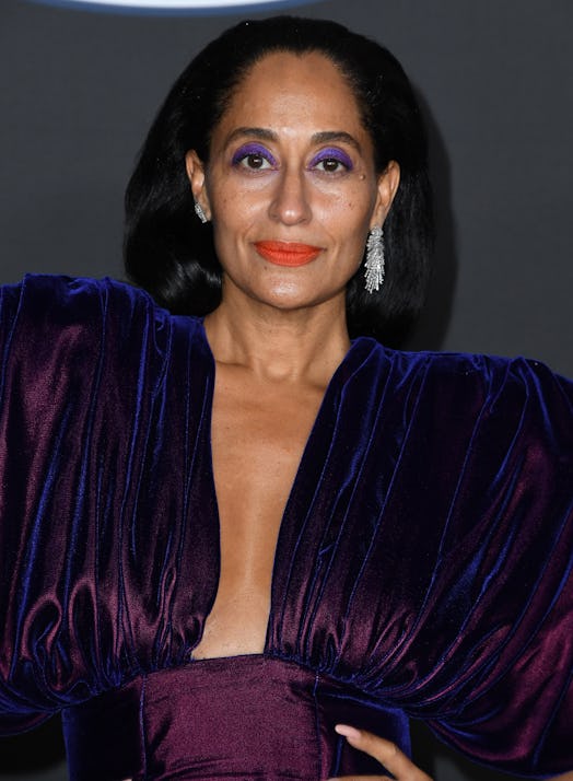 Tracee Ellis Ross at the NAACP Image Awards wearing bright purple eyeshadow