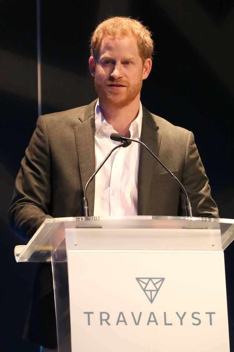 Prince Harry speaks at an event for Travalyst.