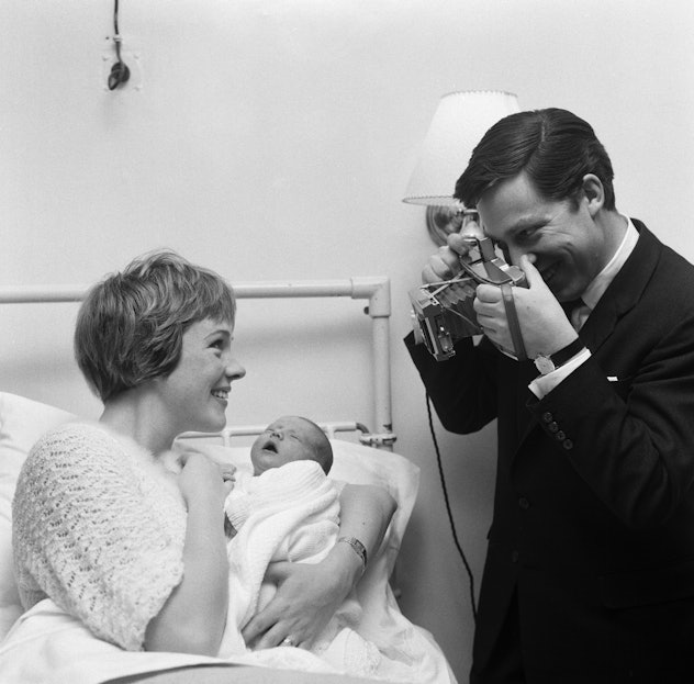 Tony Walton snaps a picture of his wife Julie Andrews and their brand new baby daughter in 1962.