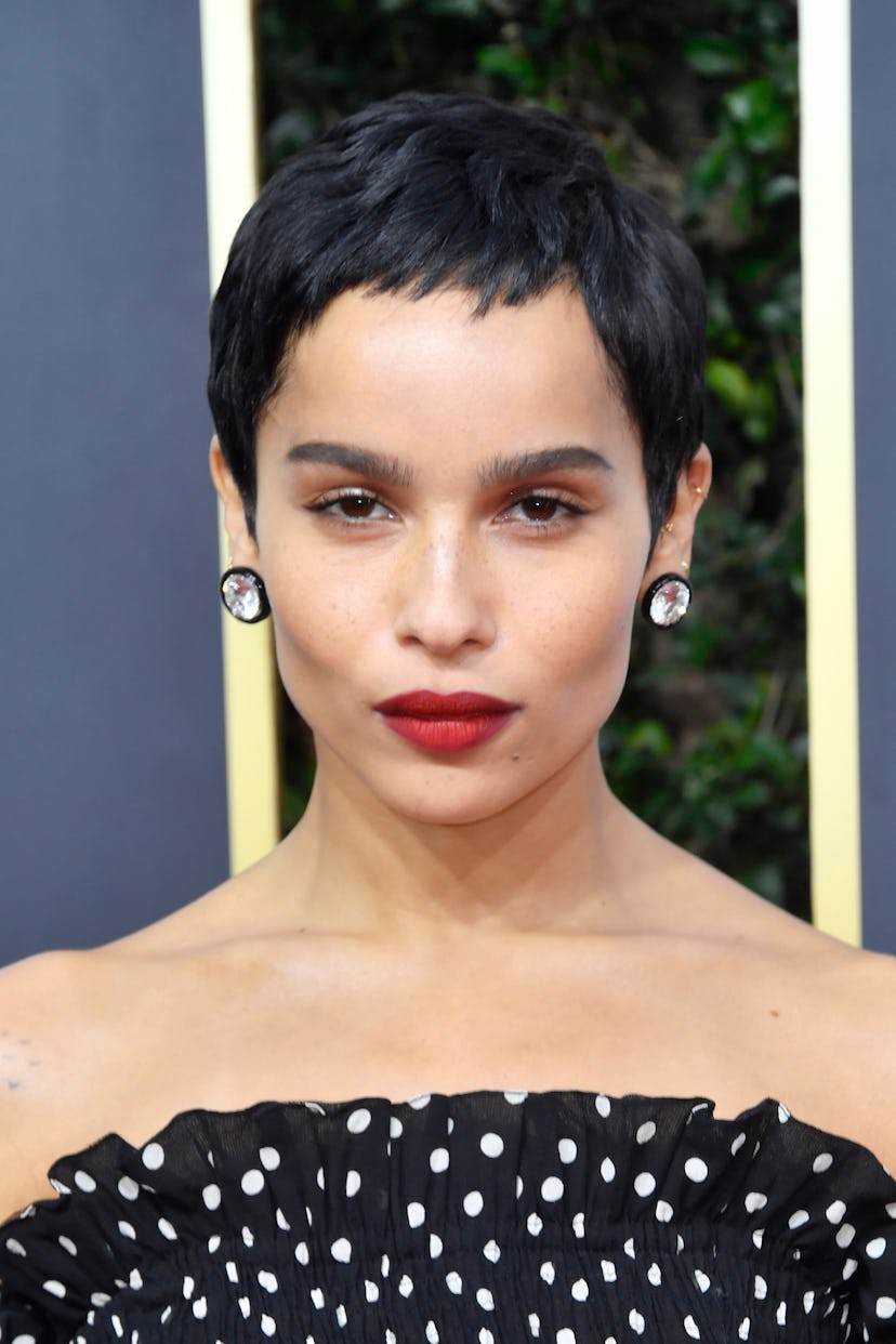 Pixie haircuts can have bangs, too, according to Zoe Kravitz