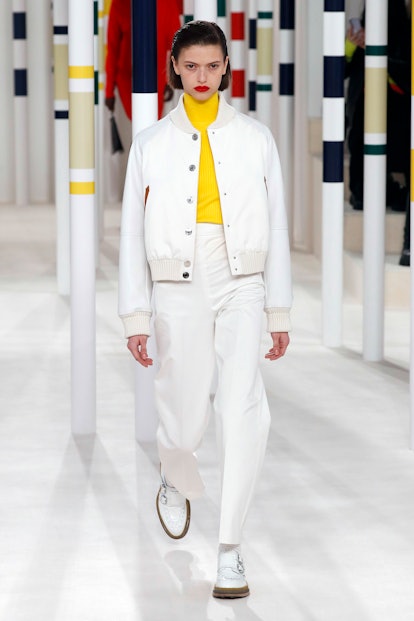 A female model wearing Hermes' Fall 2020 Collection