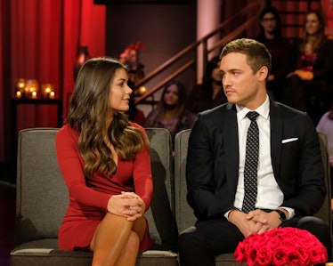 Hannah Ann Sluss and Peter Weber talk on "After The Rose" to discuss their "Bachelor" engagement the...