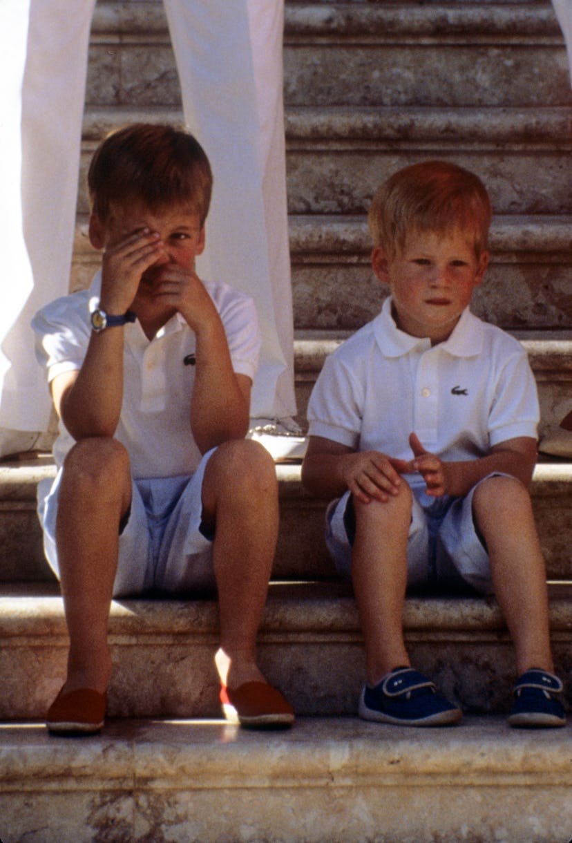 Prince Harry was dressed to match his brother William
