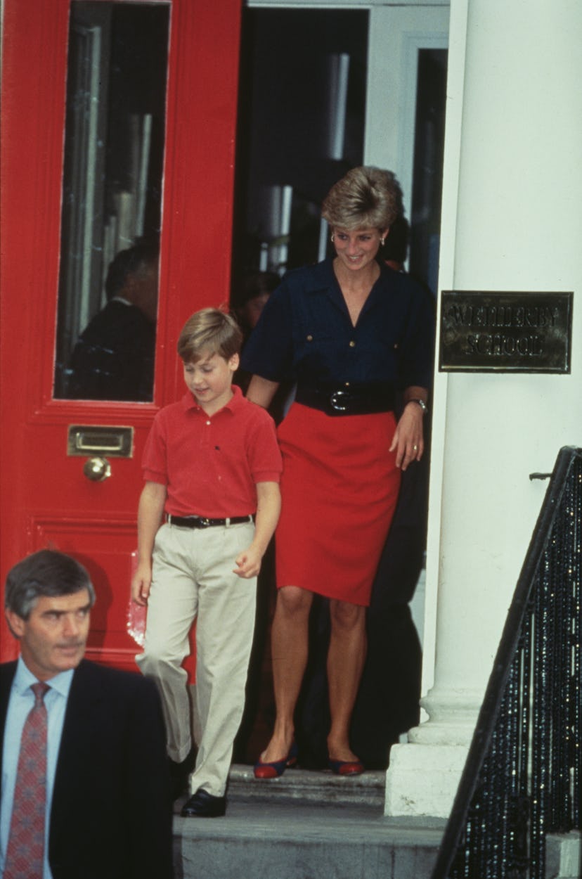 Prince William color-coordinated with his mom