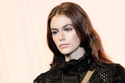 Kaia Gerber's rainbow eyeshadow was a change from her usual fresh-faced look.