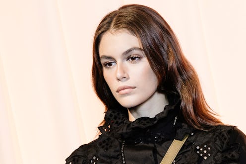 Kaia Gerber's rainbow eyeshadow was a change from her usual fresh-faced look.