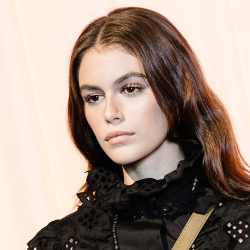 Kaia Gerber's rainbow eyeshadow was a change from her usual fresh-faced look.