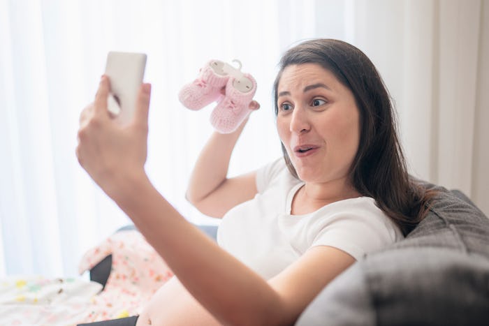 woman having a virtual baby shower