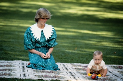 Princess Diana smiles lovingly at baby William 