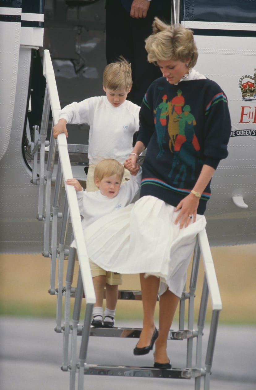 Princess Diana helps Harry walk