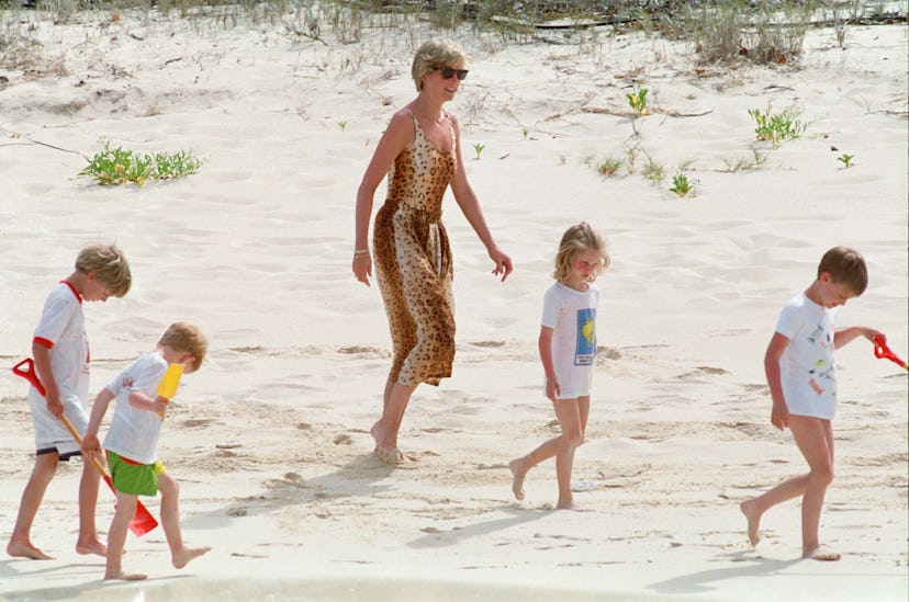 Princess Diana and kids at the beach