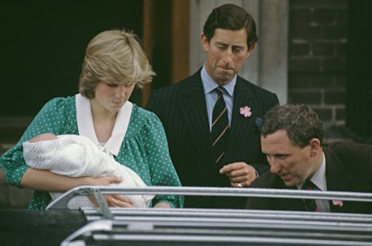 Princess Diana leaves the hospital with William