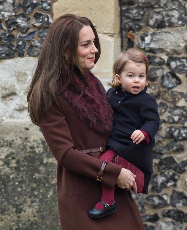 Princess Charlotte is dressed in a pint-sized peacoat