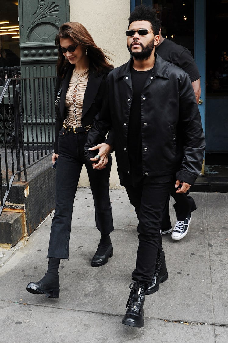 Bella Hadid and The Weeknd step out hand in hand.