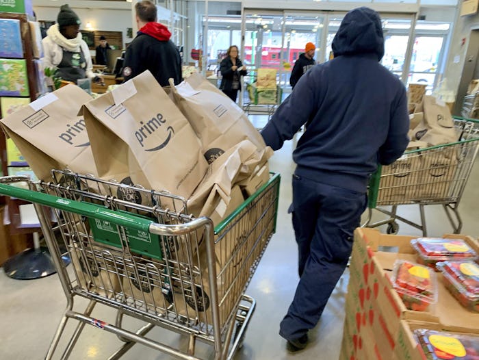 Amazon announced Sunday that, in an effort to meet increased demand for grocery delivery during the ...