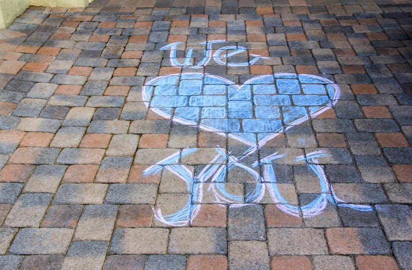 Creating inspirational messages is one activity to do with sidewalk chalk. 