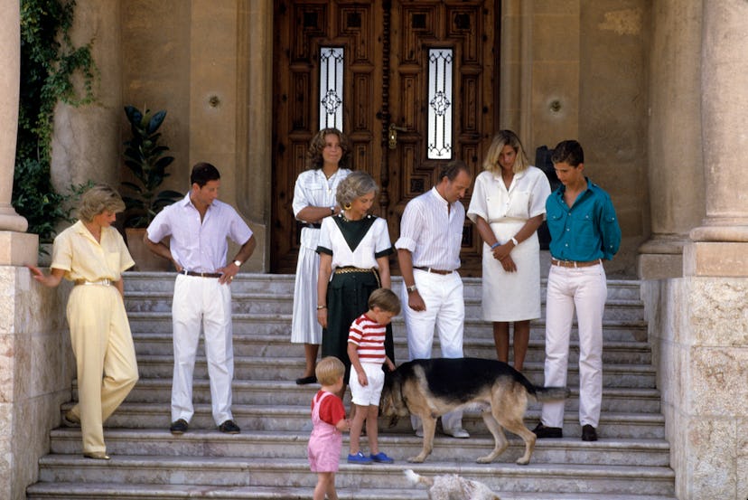 Prince William was all about petting a German Shepard in Spain as a little boy.
