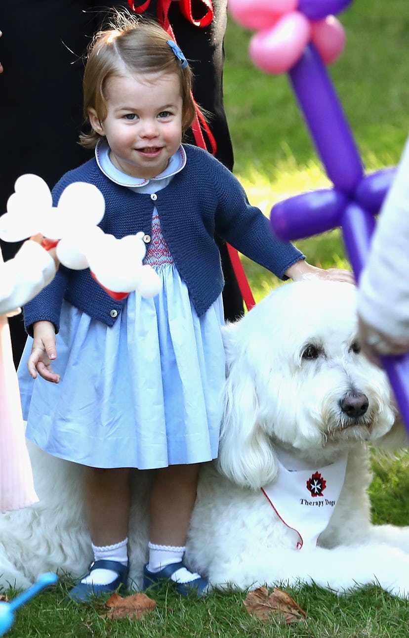 Little Princess Charlotte was not at all intimidated by a big dog in Canada.