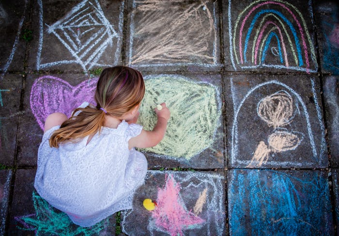 Aside from drawing, there are many different activities to do with sidewalk chalk. 